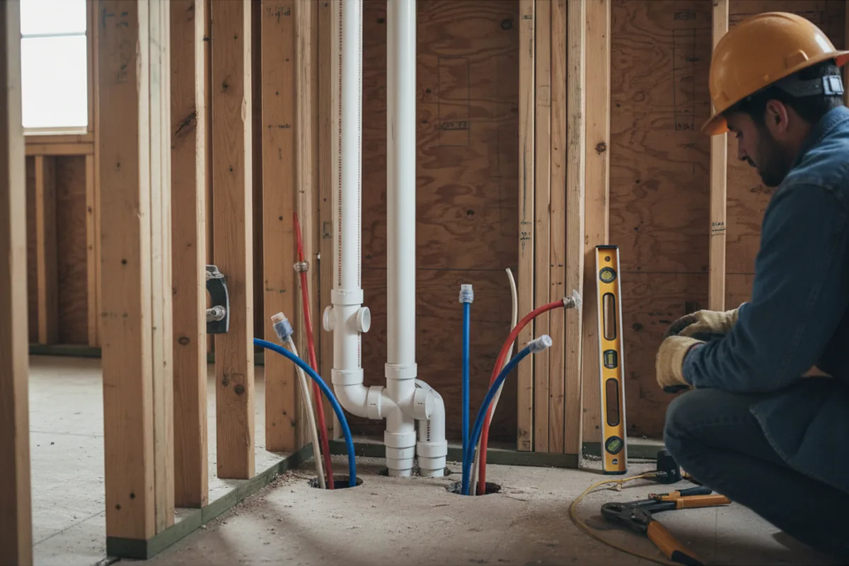 Drain and supply rough-in during Leak Detection in Lawnside