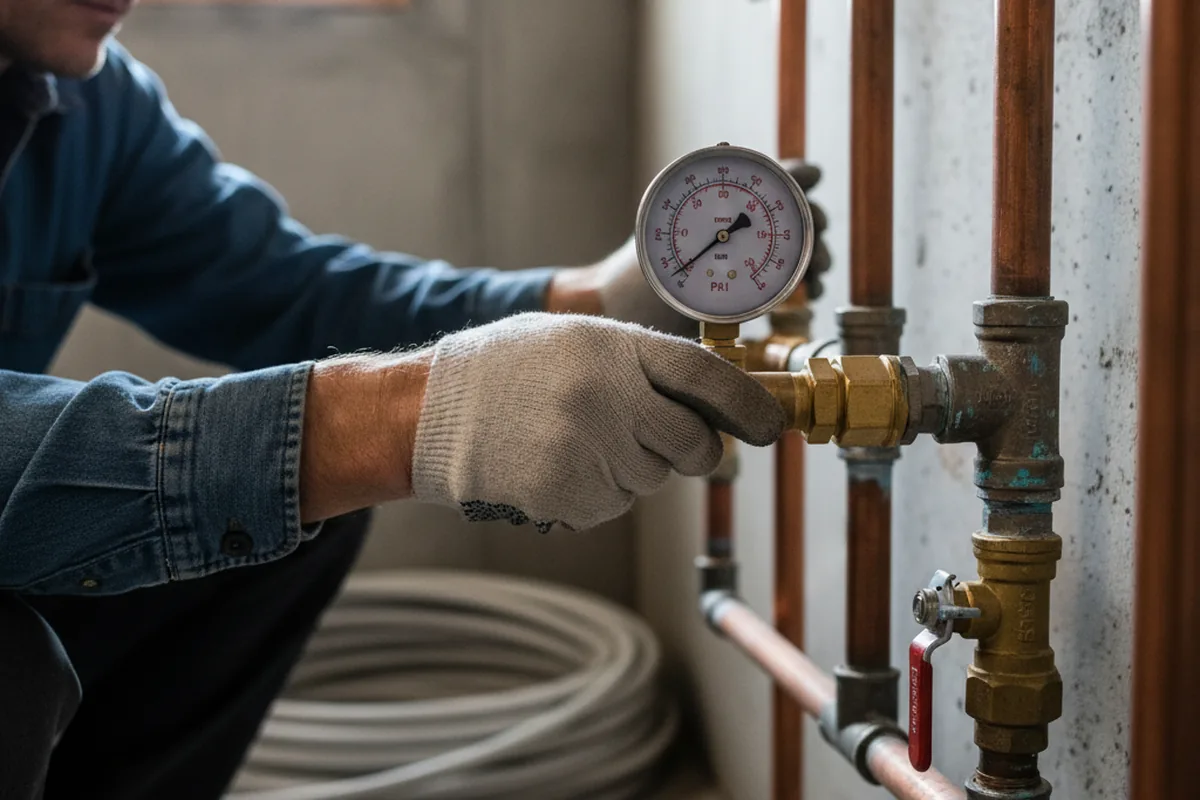 Pressure testing a repaired line during Water Line Repair in Lawnside